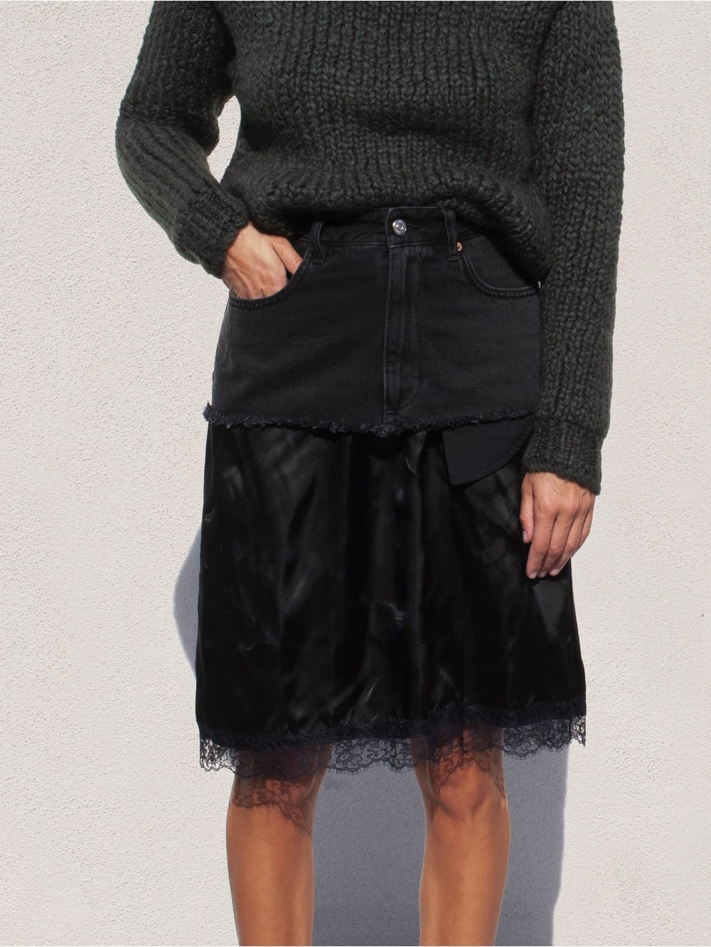 Maison Margiela MM6 Denim Insert Skirt - US 2 - Picture 2 of 15